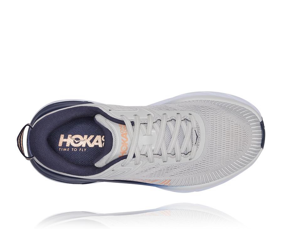 Chaussure Running Hoka One One Bondi 7 Femme - Grise/Noir - WUE-421689